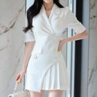 Short-sleeve Pleated Mini Blazer Dress