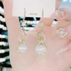Gourd Faux Cat Eye Stone Rhinestone Dangle Earring 1 Pair - Gold - One Size