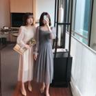 Bell-sleeve Mesh Midi Dress