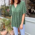 V-neck Pattern A-line Blouse