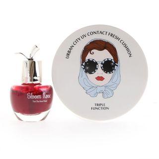 Urban Dollkiss - Urban City Uv Contact Fresh Cushion Set: Cushion (#23 Natural Beige) + Bloom Rose Lip & Cheek