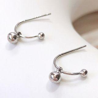Ball Open Hoop Earring 1 Pair - E946 - Silver - One Size