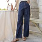 Stitched Wide-leg Summer Jeans