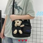 Top Handle Bear Accent Crossbody Bag
