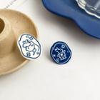 Cartoon Asymmetrical Alloy Earring 1 Pair - S925 Silver Needle - Blue & White - One Size