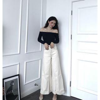 Off Shoulder Knit Top / Wide Leg Pants