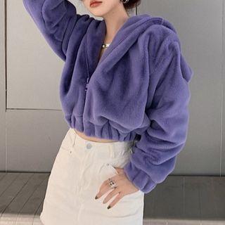 Fleece Zip Hoodie Purple - One Size