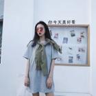 Plain Short-sleeve T-shirt/sigle-breast Lace-up High-waist Skirt