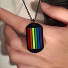 Stainless Steel Rainbow Tag Pendant Necklace