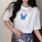 Short-sleeve Butterfly Iridescent Short / Long T-shirt