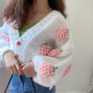 Strawberry Cardigan Pink & White - One Size