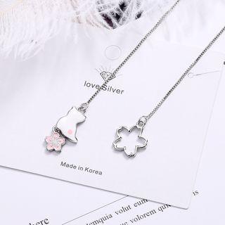 Floral Drop Earring 1 Pair - Silver - One Size