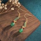 Bird Faux Gemstone Alloy Dangle Earring 1 Pair - Cp393 - Green - One Size