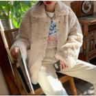 Collared Furry Jacket Off-white - One Size