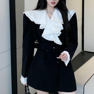 Double-breasted Mini A-line Blazer Dress / Belt
