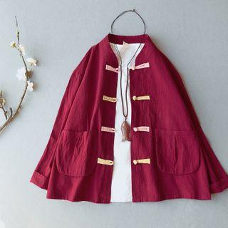 Frog-button Linen Shirt Jacket