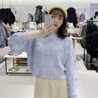 Plain Long-sleeve Cropped Sweater