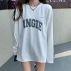Long-sleeve Lettering T-shirt / Plaid Blazer