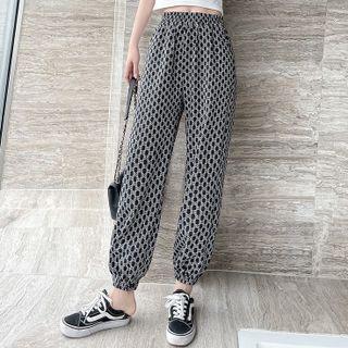 High-waist Lettering Printed Wide-leg Pants