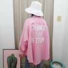 Dual-pocket Letter-printed Oversized Shirt