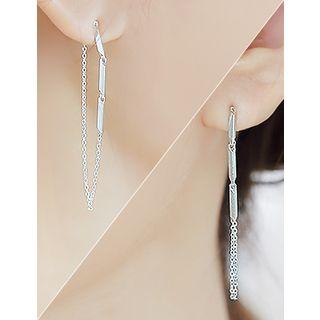 Metal-bar Chain Drop Earrings