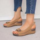 Peep-toe Wedge Heel Slingback Sandals