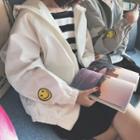 Couple Matching Smiley Face Embroidered Hooded Jacket