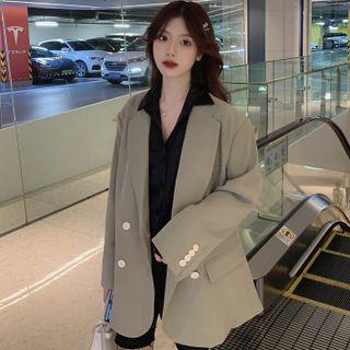 Long-sleeve Double-breasted Blazer / Plain Shirt