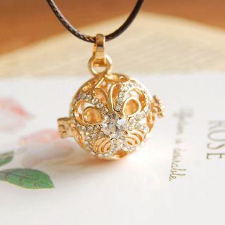 Rhinestone Butterfly Copper Fragrance Sachet Pendant Necklace As Shown In Figure - One Size