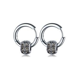 Fashion Simple Geometric Circle 316l Stainless Steel Stud Earrings Silver - One Size