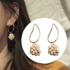 Wooden Bead Dangle Earring 1 Pair - Wood Beads - Off-white - One Size