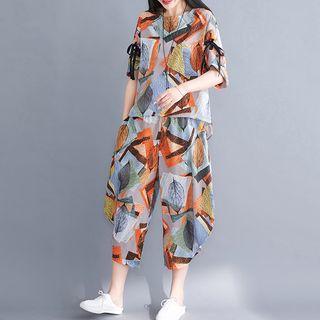 Set: Short-sleeve Printed Top + Pants