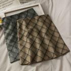 Argyle Wool Pencil Skirt