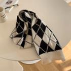 Argyle Lattice Knit Scarf Black & White - One Size