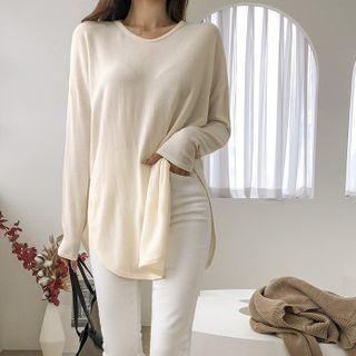 Round-hem Woolen T-shirt