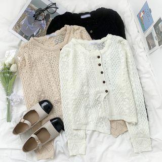 Long-sleeve Asymmetrical Hem Knit Cardigan