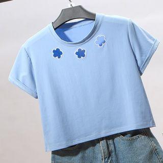 Short-sleeve Perforated Crop T-shirt