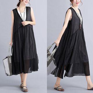 Sleeveless Chiffon Dress With Slipdress
