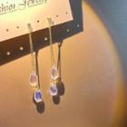 Tear Drop Drop Earring E4008 - 1 Pair - Gold & Transparent - One Size