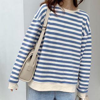 Oversize Long-sleeve Striped Sweatshirt