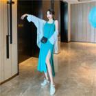 Plain Long-sleeve Loose-fit Shirt / Slim-fit Sleeveless Dress
