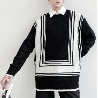 Round Neck Geometric Sweater
