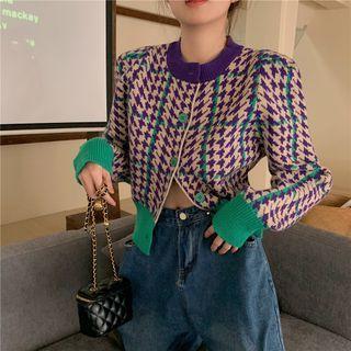 Asymmetrical Houndstooth Cardigan