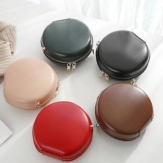 Faux Leather Crossbody Circle Bag