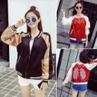 Color-block Embroidered Zip Jacket