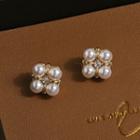 Clover Faux Pearl Stud Earring 1 Pair - Gold - One Size