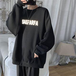 Reflective Letter Printed Long-sleeve Sweatshirt