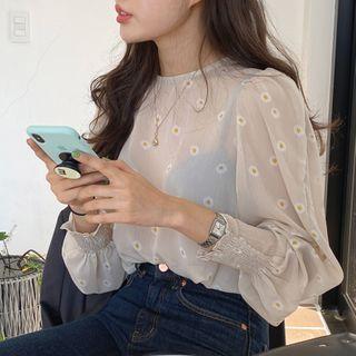 See-through Floral Top As Shown In Figure - One Size