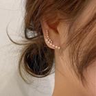 Curve Faux Pearl Rhinestone Earring 1 Pair - Gold - One Size