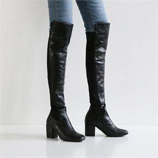 Zip-up Chunky-heel Tall Boots